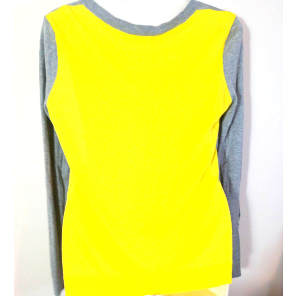 Liz Claiborne Women Sz M Gray Yellow Cardigan Sweater Work Office Business - Picture 5 of 6